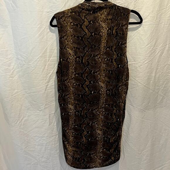 Vintage Kenneth Cole New York Animal Snake Skin Print Rucched Sleeveless V Neck - Picture 2 of 7